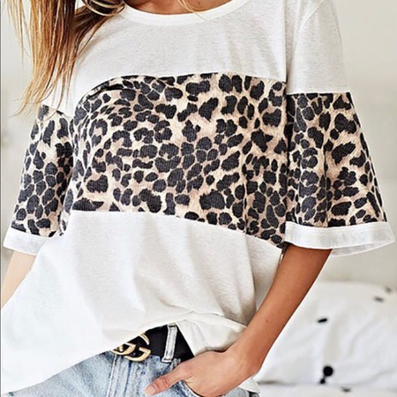 BiBi Tops - BiBi leopard contrast bell sleeve top. Boutique.